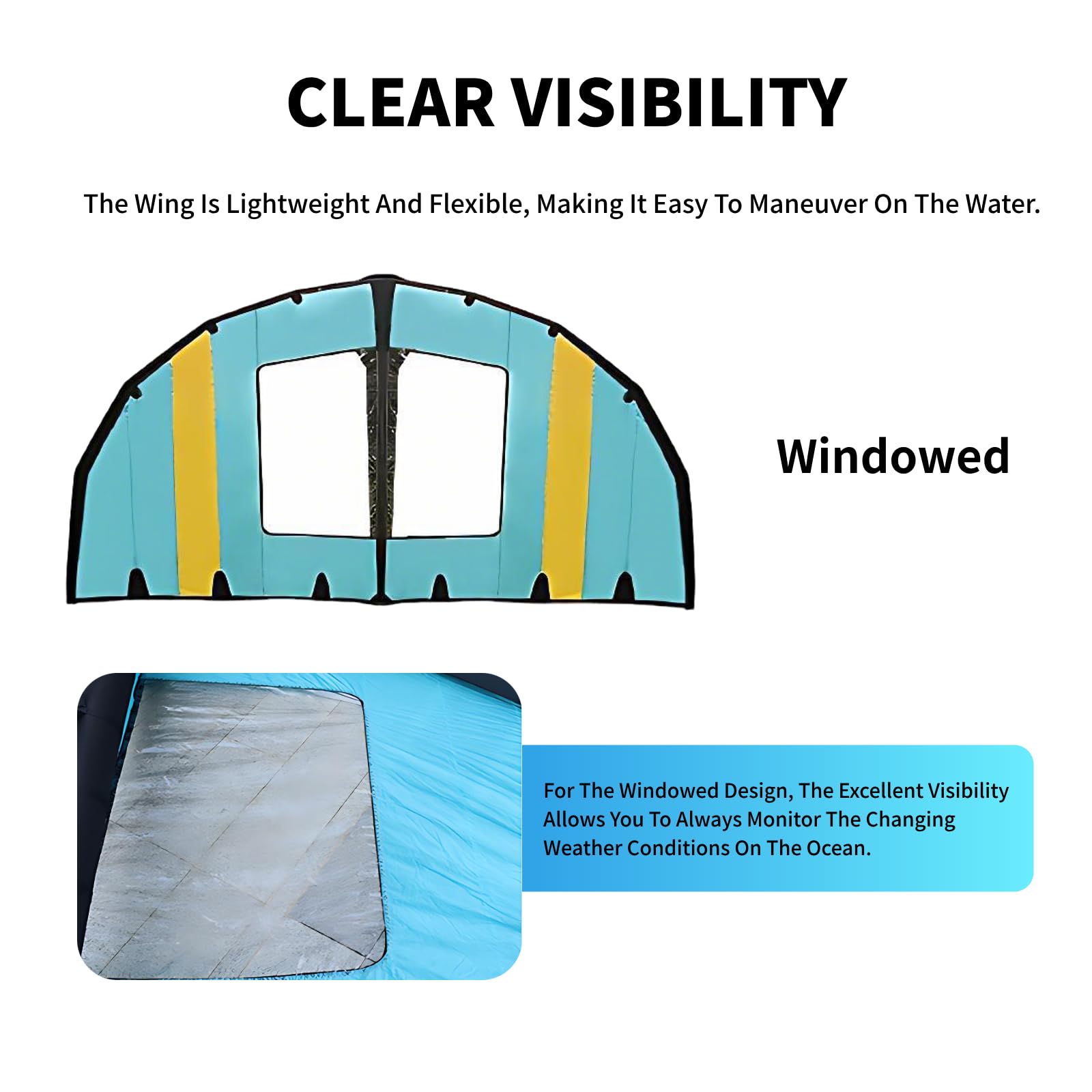 ala Hinchable para Kite Surf, ala Hinchable con Ventana, Opciones 4/5/6 M², Ventana Clara De TPU, Fácil Maniobrabilidad para Principiantes En Agua O Nieve 4㎡