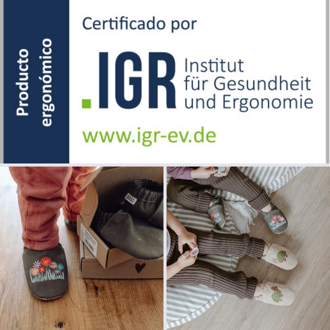HOBEA-Germany Zapatos veganos para niños RecyStep Ratón con Elefantee beige 22/23 (1½ - 2 años) Suela con agarre
