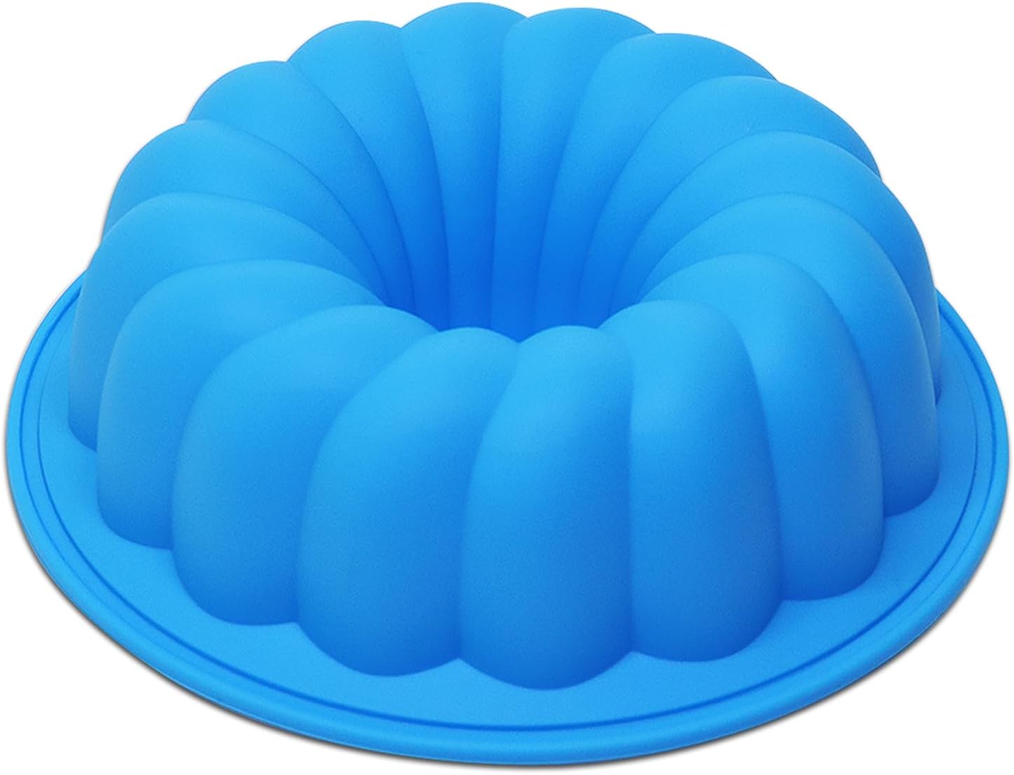 8 Inch Blue Silicone Fulted Cake Pan, Reusable Silicone Cake Molds, Jello Mold Easy to Clean, Practical Cake molds for Baking