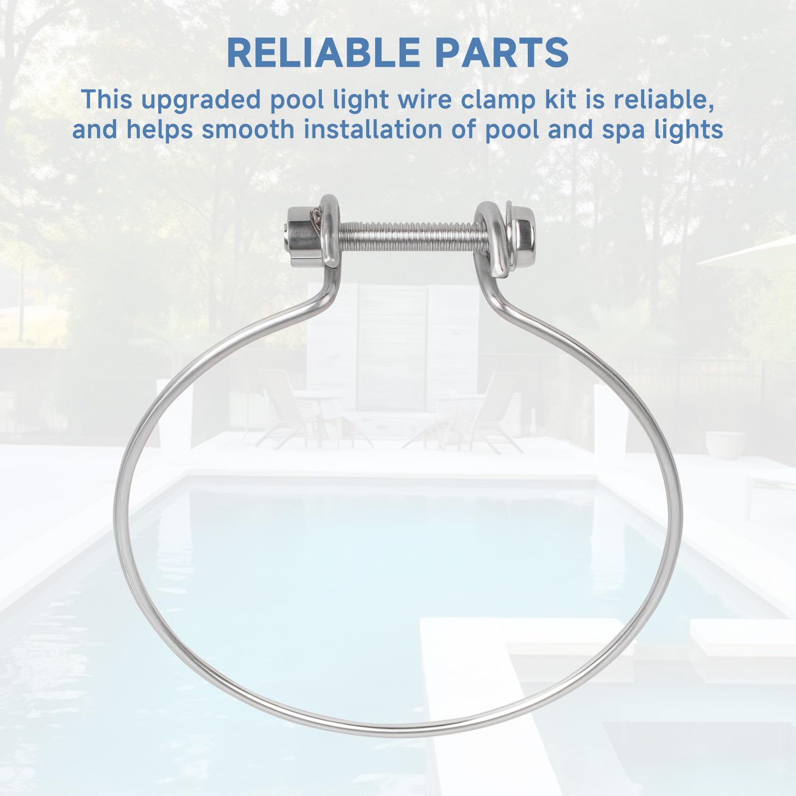 79210400 - Conjunto de abrazadera de luz para piscina y spa, adecuado para Pentair de una sola tensión de repuesto de abrazadera de alambre de luz de piscina, con tuerca de soldadura