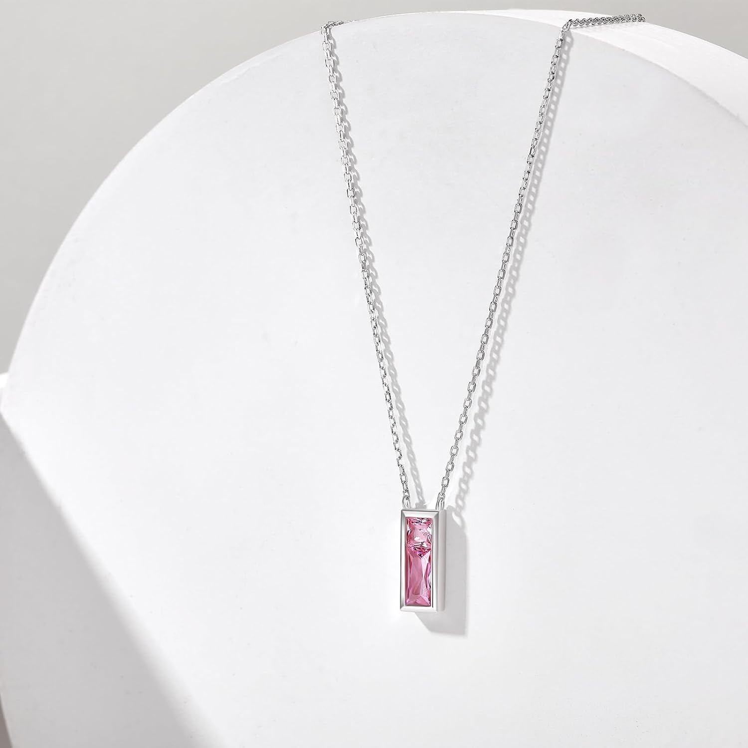 SUNFEEL Birthstone Necklace for Women, S925 Sterling Silver Necklaces with Square Cubic Zirconia Gemstone Necklace Women's Jewelry Anniversary Birthday Gifts for Women Mom Wife Her - Image 6