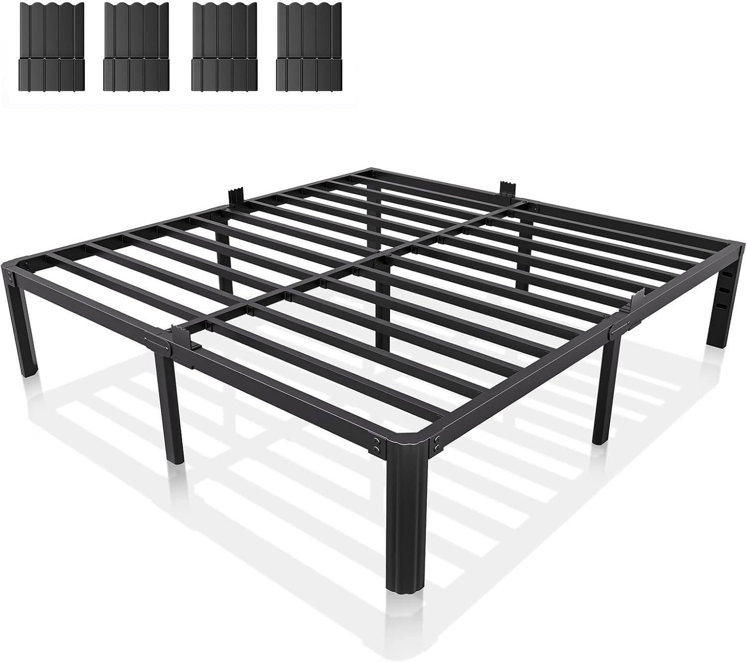 14 Inch Metal Bed Frame King Size Heavy Duty High Platform with Steel Slats No Box Spring Needed