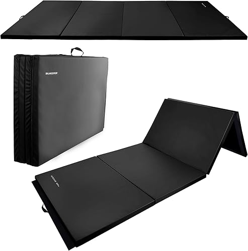 Fitvids Folding Exercise Gymnastics Mat 4'x8'x2" Gym Workout Mat with Carrying Handles High-Density Anti-Tear Portable Fitness Aerobics Mats for