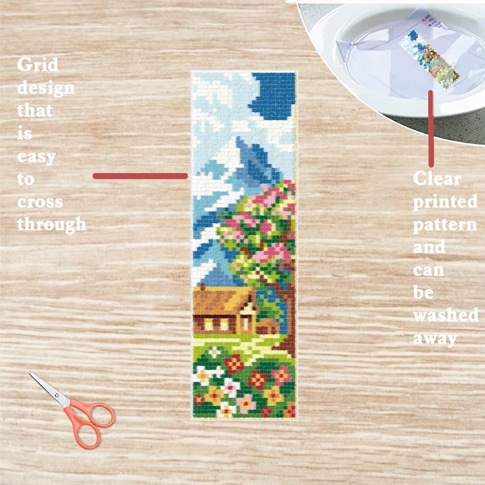 Broderie Point De Croix FREEBLOSS 6 Pcs De Marque-Pages Au Point De Croix Kit 11 CT Papillon Point De Croix Kit Complet Kits De Signet DIY Adulte Débutants Avec Instructions, 6 X