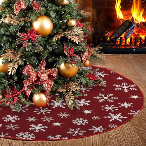 Gonna per albero di Natale con fiocchi di neve, gonna spessa per feste di Natale, decorazioni per interni ed esterni, 90 cm