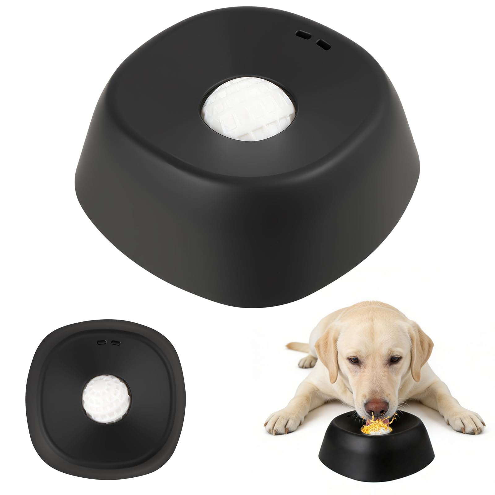 Dfuqanb Dog Lick Bowl with Ball, Anti-Slip Sphere Dogs Lick Ball Slow Feeder Dog Bowl, Chew-Proof Cat Dogs Slow Feeder for Liquid Food, Treats, Licking Bowls Enrichment Toys Release Pet Energy, Black