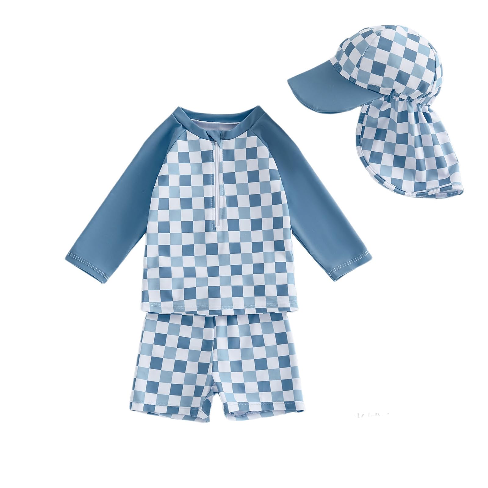 Traje Baño Manga Larga con Protección contra Erupciones para Bebé Niño Pequeño con Sombrero para el Sol Traje baño de Uso Profesional - 4