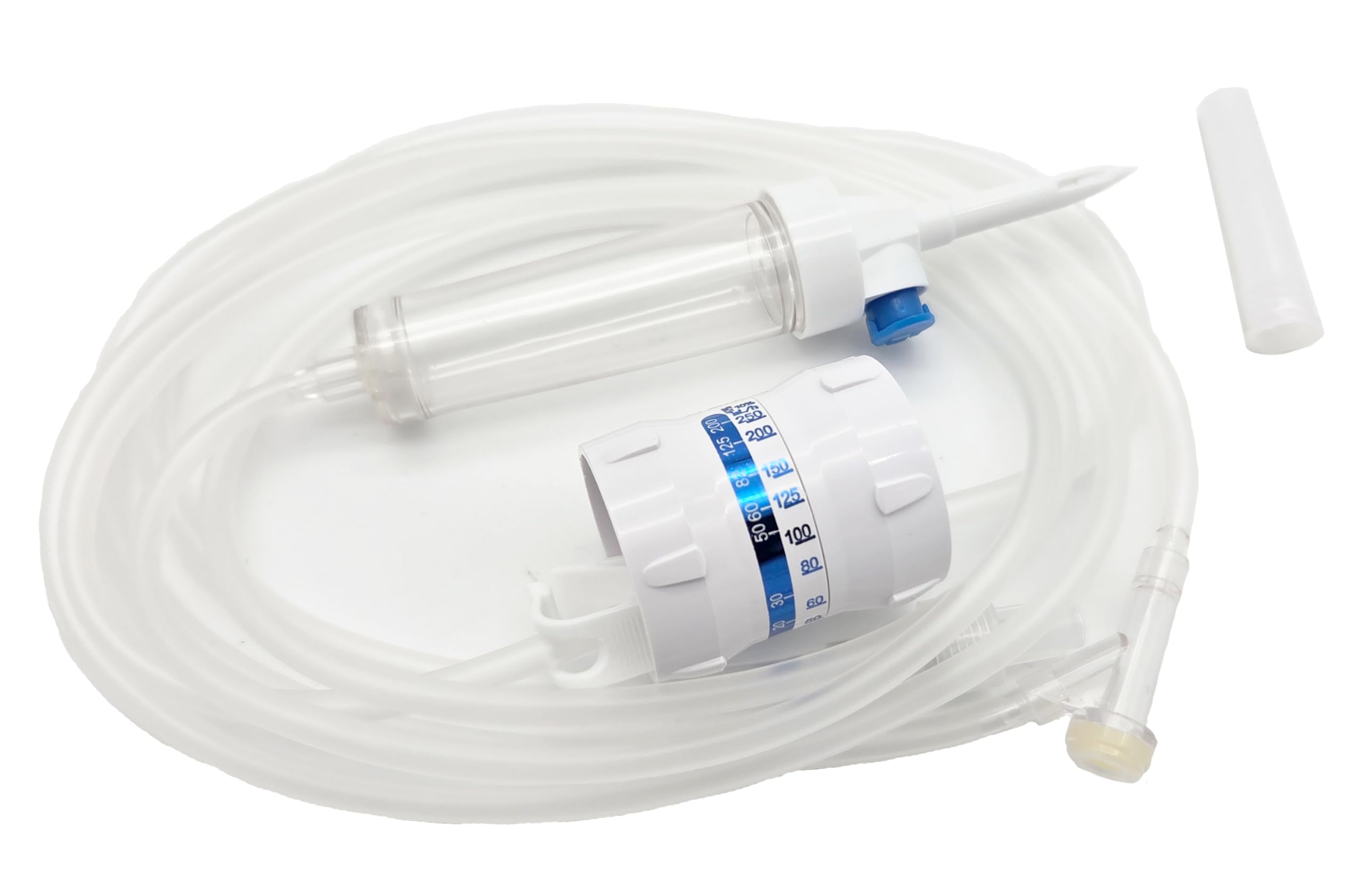 TIGA-MED Infusionsregler mit Präzisions-Drehregler/Tropfenzähler | 10/25/50/100 Stück | mit 2 Skalen | Schlauchlänge 180cm | steril | Infusionssystem mit Tropfenregler (50)