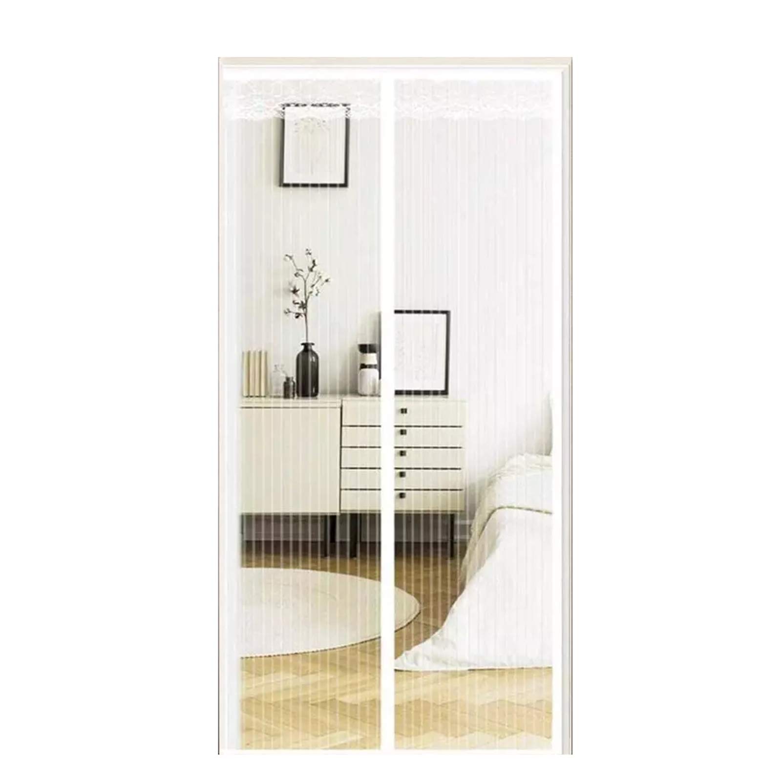 Moustiquaire magnétique automatique 55×87 pouces, toile en fibre de verre anti-moustiques, joint d'étanchéité ultra-fin et fermeture automatique, pour portes-fenêtres et portes coulissantes