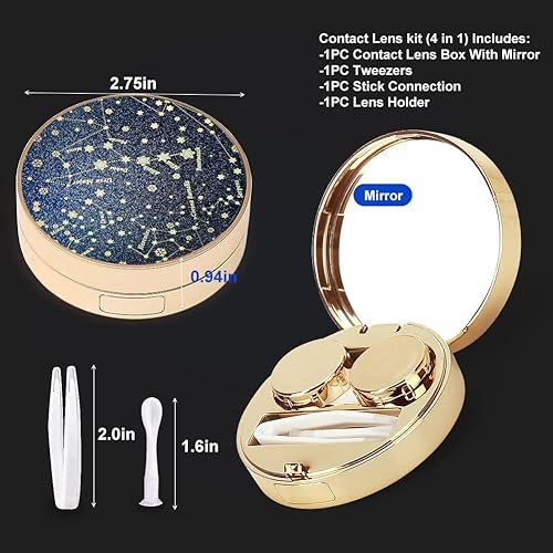 Miniatura 6 de ofone Estuche para lentes de contacto, kit de viaje con herramienta removedora, pinzas de espejo, contenedor portátil para lentes de contacto para