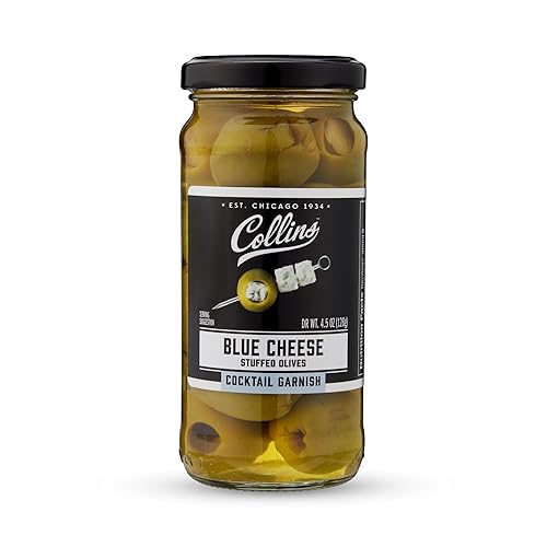 Miniatura 6 de Collins Gourmet Aceitunas de Queso Azul, Guarnición Premium Rellena de Queso para Cócteles, Martinis, Bloody Marys, Bandejas de Aperitivos,