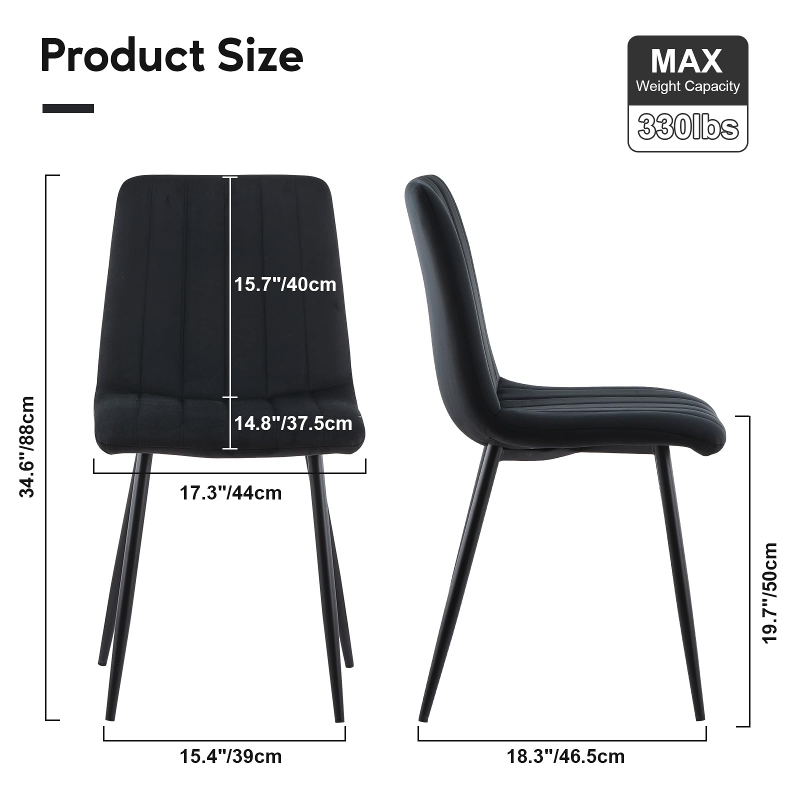 Set di 1 tavolo da pranzo + 4 sedie - sedili in lino e gambe in metallo