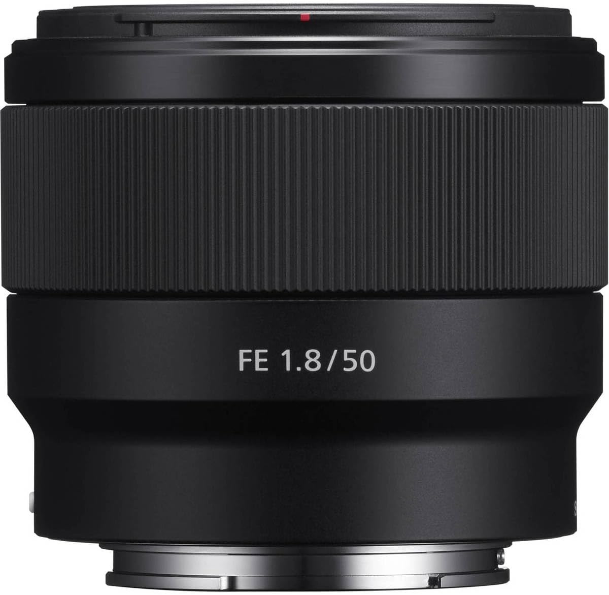 Sony FE 50mm f/1.8 Lens for Sony E, Bundle with 49mm UV Slim Filter, Cleaning Kit, Lens Cap Tether