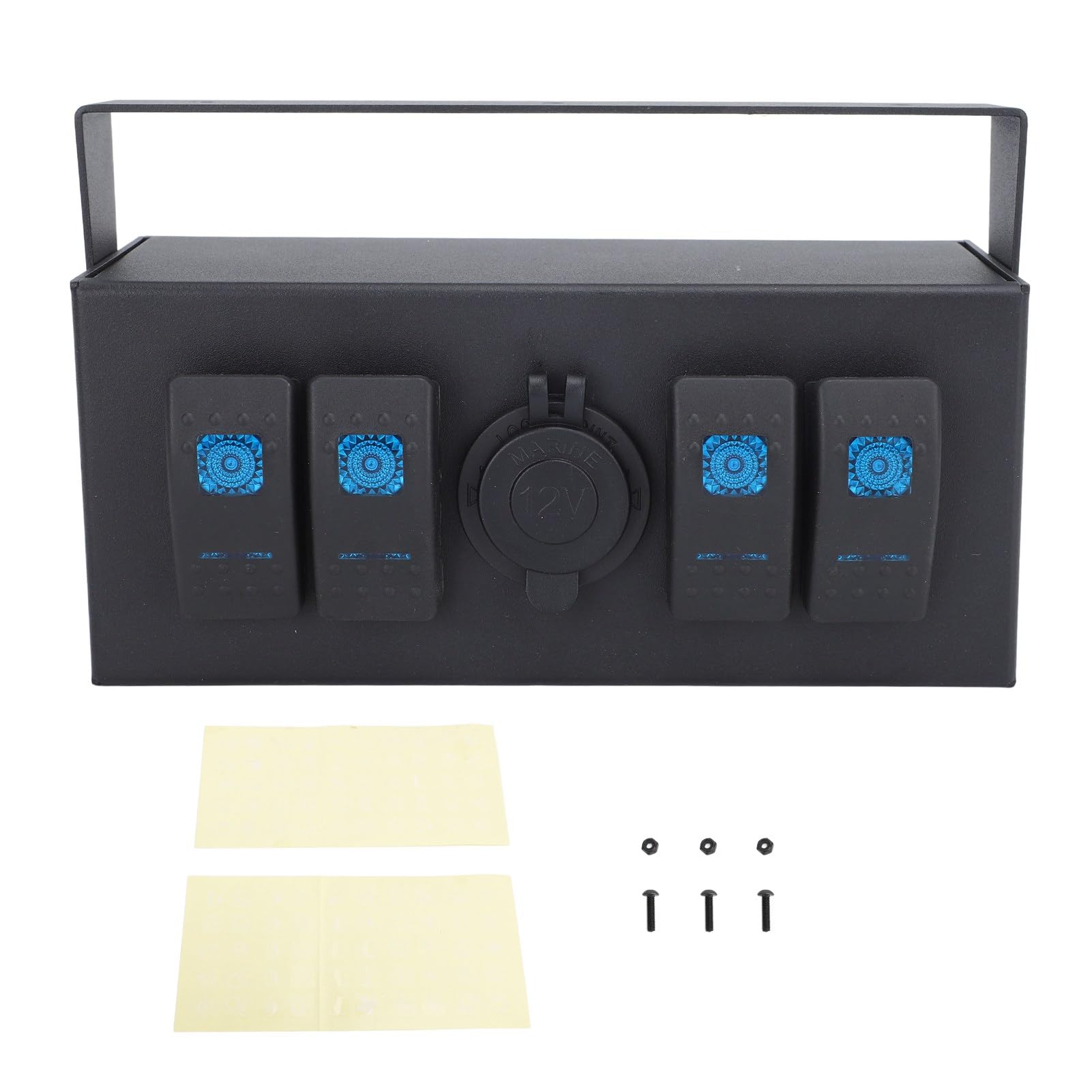 Pannello Interruttori a Bilanciere a 4 Gruppi Scatola di Controllo a Levetta 12-24 V con Porta di Ricarica Retroilluminata per Barche, Yacht Pannello Interruttori Multi-dispositivo