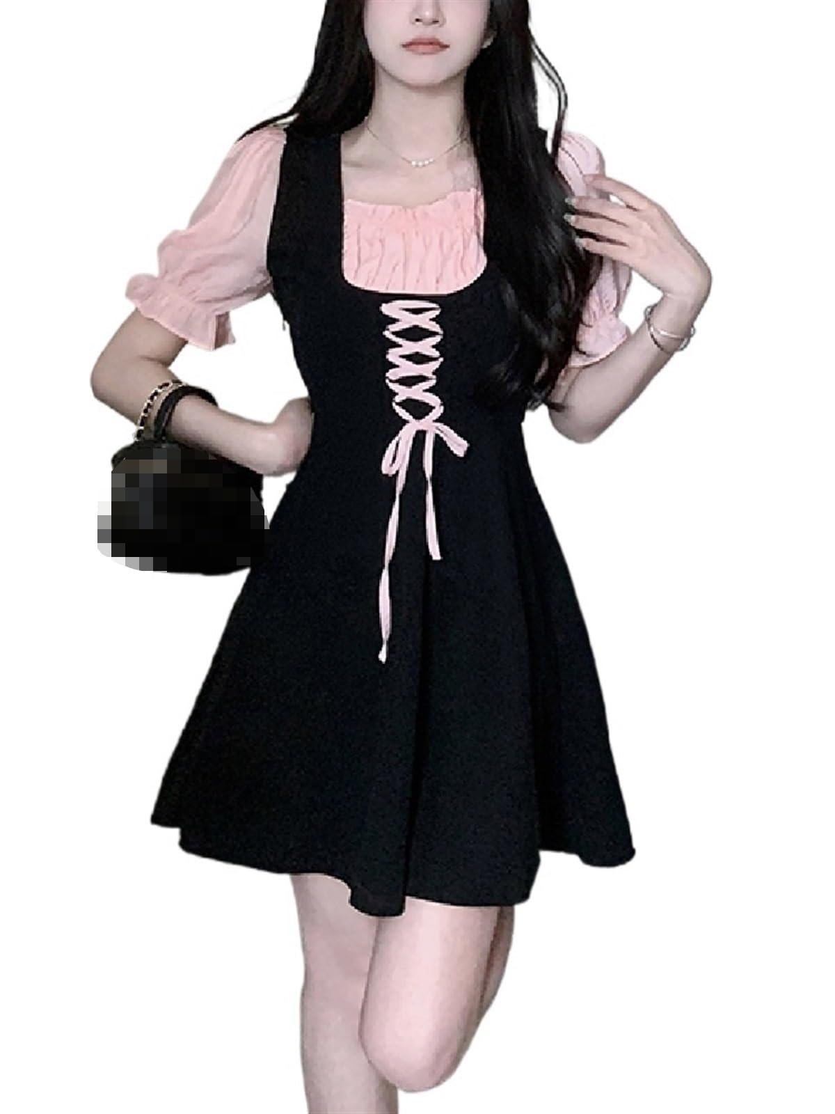 Robe d'été rose pastel à bandes style gothique pour vos festivals - 8