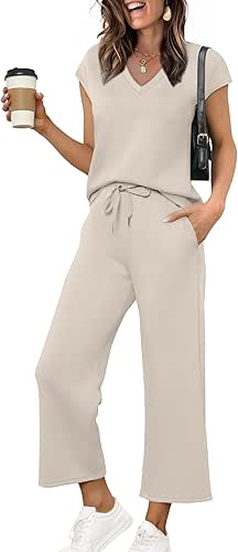 Saloogoe Two Piece Sets for Women Summer Outfits Lounge Sets