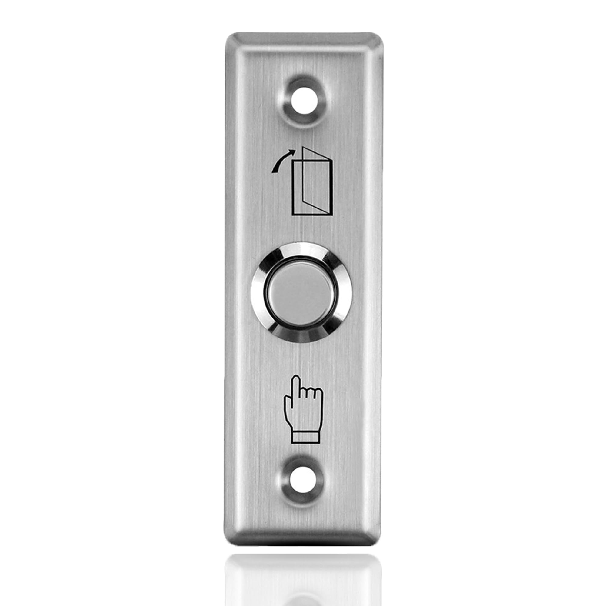 FusyTuly Push Button Door Release Exit Switch, Stainless Steel Slim 93x30mm Surface Mount Access Control Button with NO/COM Terminals 3A 36VDC for Narrow Door Frame Hollow Metal Door