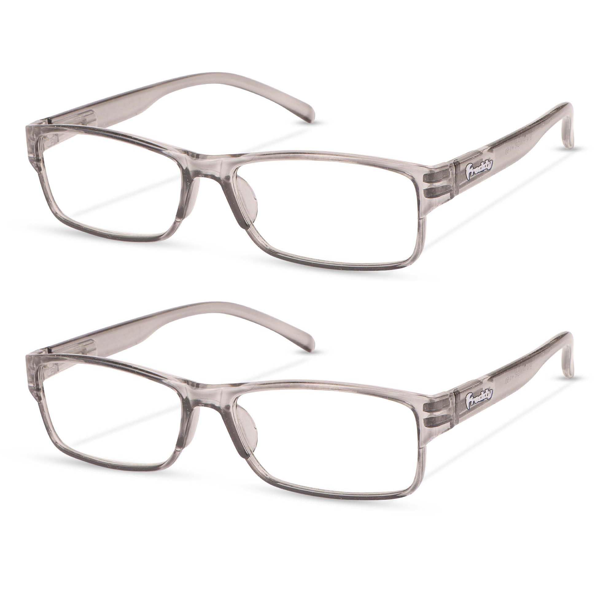 Freddy Full Rim Reading Glasses, Rectangular Frame, Transparent Grey, Unisex, 2 Pack-image-2