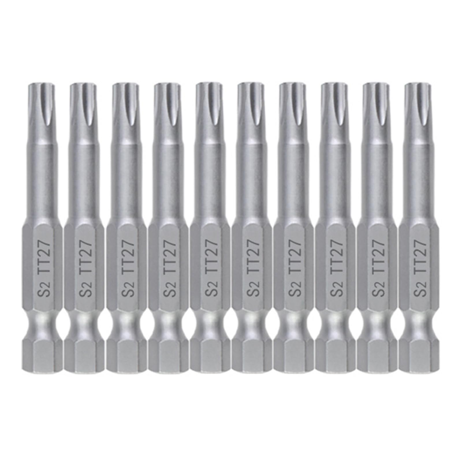 Buxuaaaa 10Pcs 50L Tt27 10Pcs 50Mm Blossom Head Screwdriver Bit Set 1 / 4Inch Hexagonal Security Screwdriver Drill Bit Tool Automotive Maintenance Tool