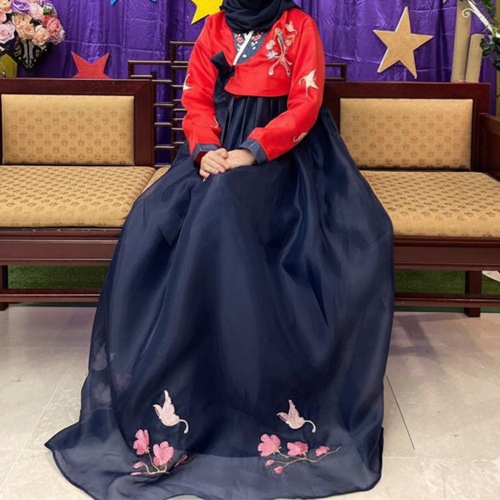 Koreańska sukienka hanbok, haft kwiatowy, strój księżniczki pałacowej dla kobiet, cosplay, występy sceniczne, imprezy tematyczne