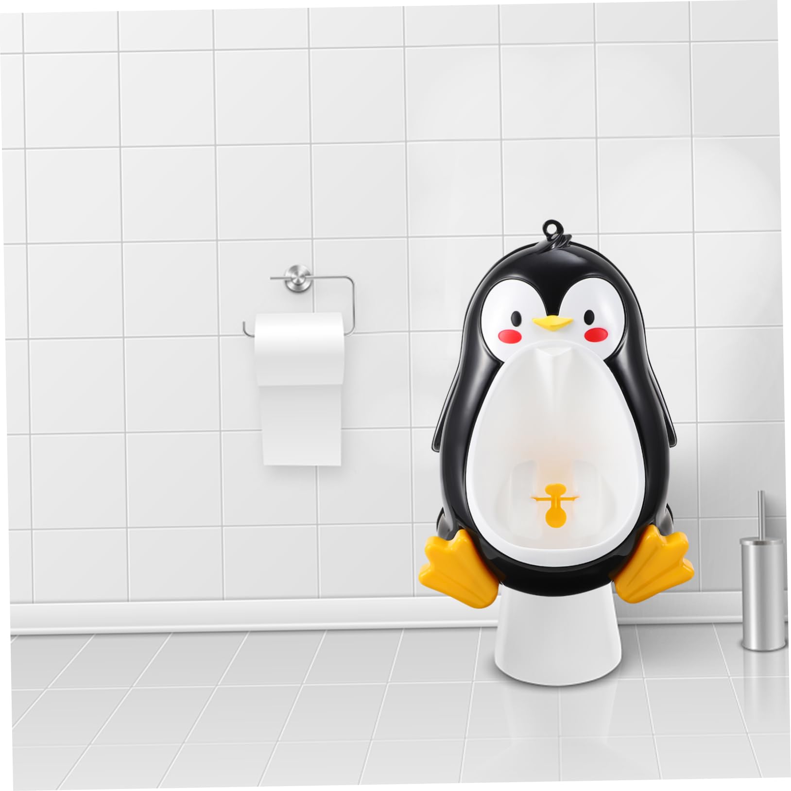 VICASKY Orinal Infantil Diseño de Pingüino, Montado en Pared, Optimización de Espacio, Material Pp Duradero, Adecuado para Baño de Niños y Entrenamiento