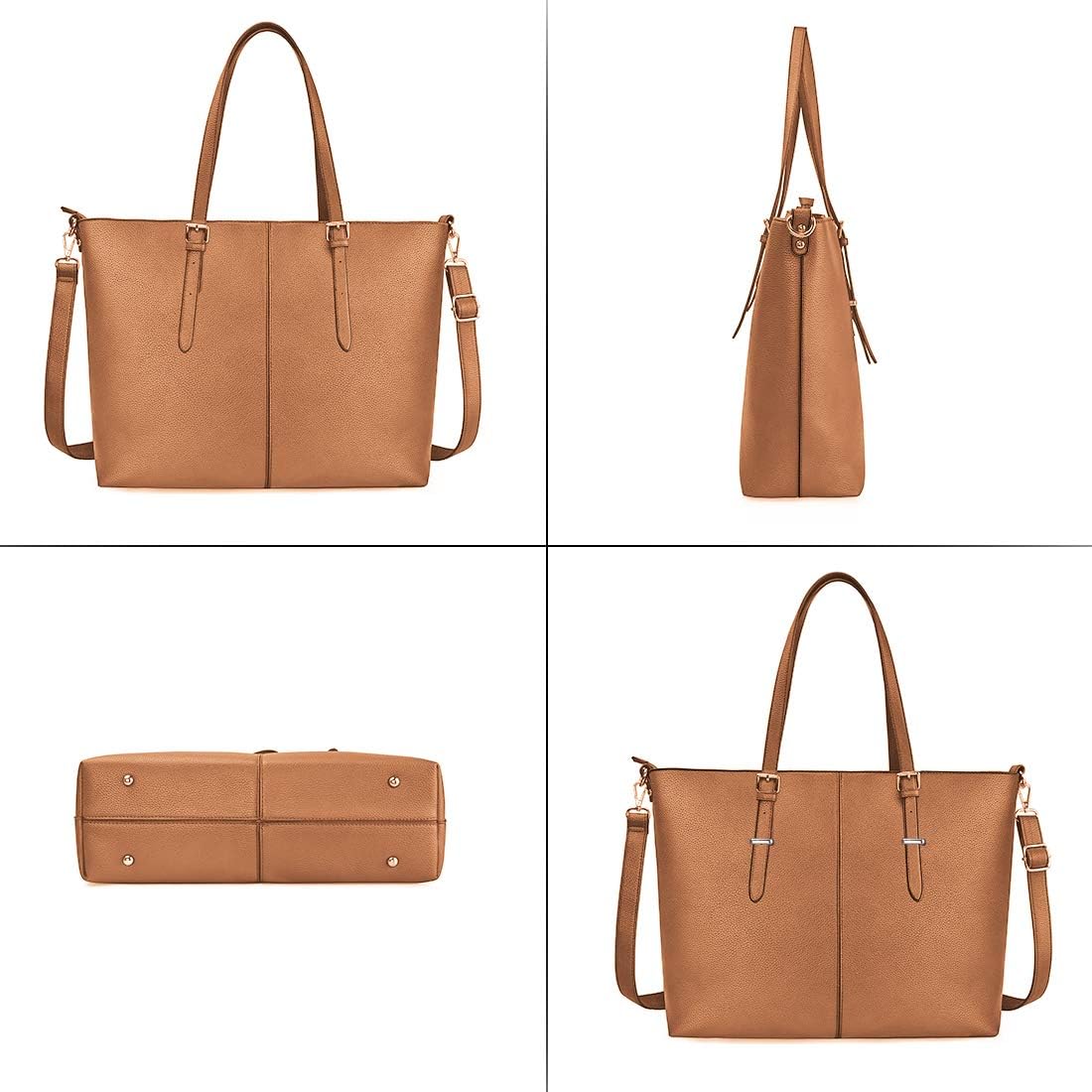 Laptop Tote Bag for Women 15.6 Inch Waterproof Lightweight Leather Computer Laptop Bag Large Business Office Work Bag Briefcase Handbag Brown Photo