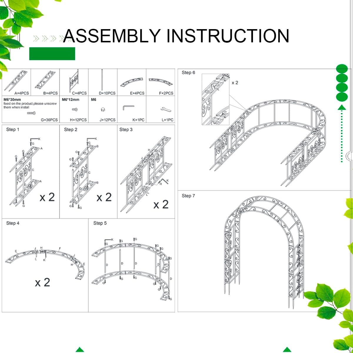 Teabelle Metal Garden Arbor Trellis, Black Arch for Climbing Plants, Wedding Outdoor Arch for Ceremony, Flowers and Plants Support Structure Stand for Lawn Patio Backyard Decoration