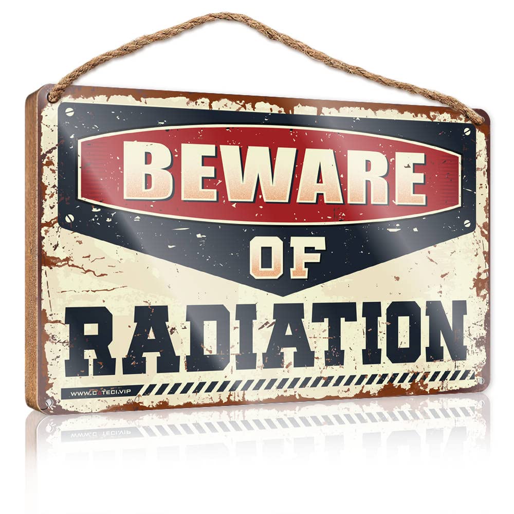 Quote Wood Plaque Beware Of Radiation Wooden Sign Sign Wooden Hanging Funny Hanging Sign(15X28CM)