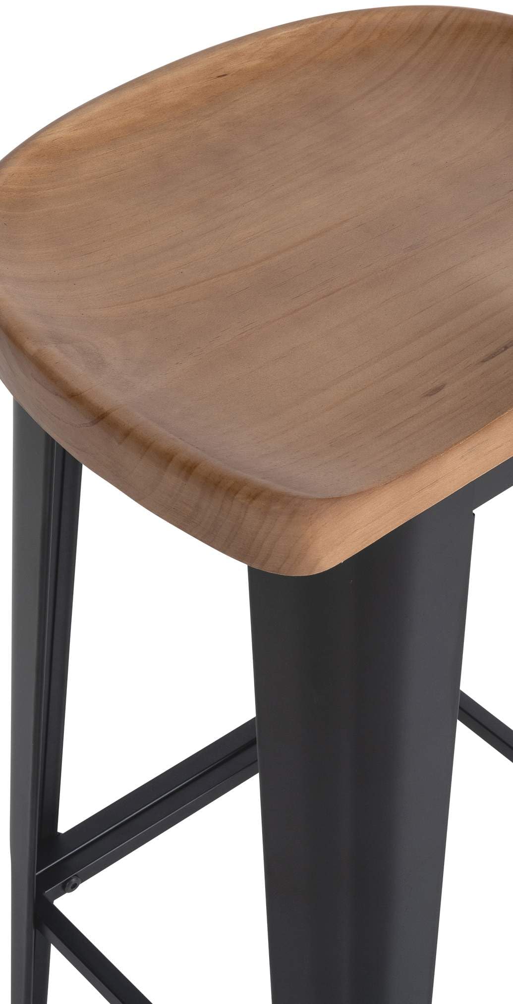 CLP Tabouret de Bar Clara I Chaise de Bar avec Assise en Bois Massif I Chaise de comptoir avec piètement Stable à Quatre Pieds en métal Noir | Couleur Noir