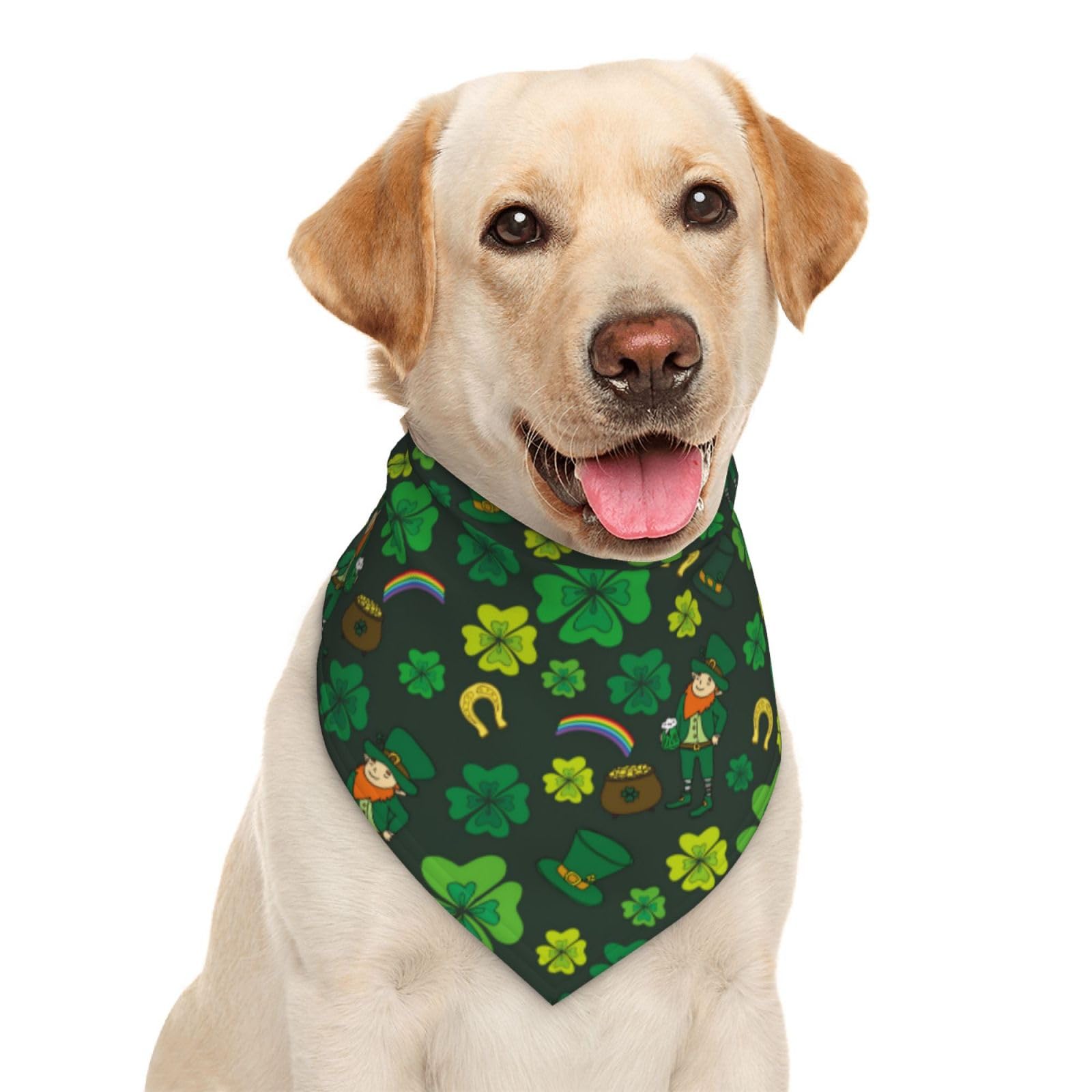 St. Patrick's Day Green Leprechaun Hat Clover Rainbow Dog Bandana Scarf Triangle Bibs Pet Accessories Cat Kerchief