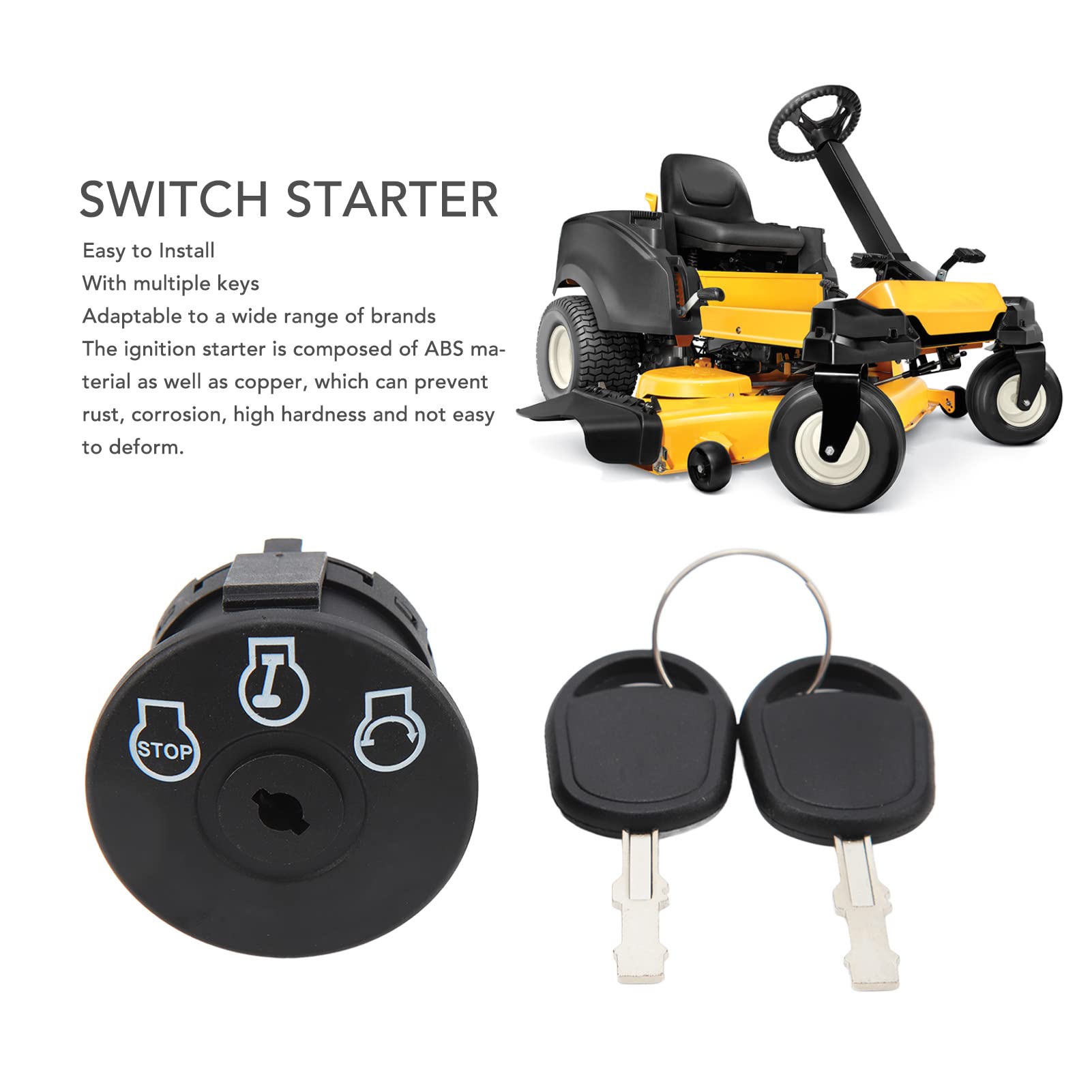 Interruttore di Avviamento per Tosaerba, Interruttore di Avviamento Motore Tosaerba 3 Posizioni con 2 Chiavi, Interruttore di Accensione Compatibile con Tosaerba Cub Cadet