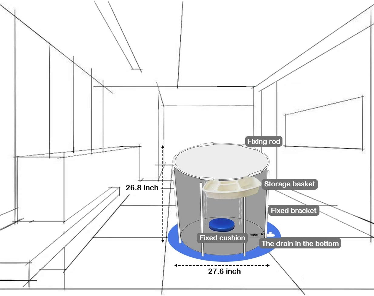 Best Promo Inflatable Bathtub Portable Bathtub Hot Tub Inflatable in Small bathroom Home soak (26.8x27.6in)