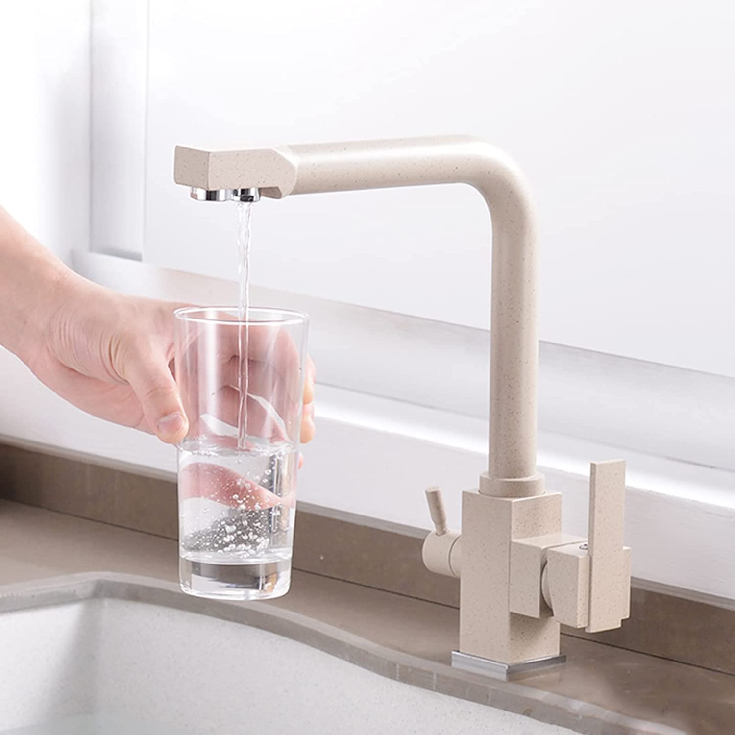 Grifo de Cocina de 3 vías con Filtro 3 en 1 para Sistemas de filtración de Agua, Mezclador de ósmosis, Fregadero Duradero y Elegante, fácil instalación.