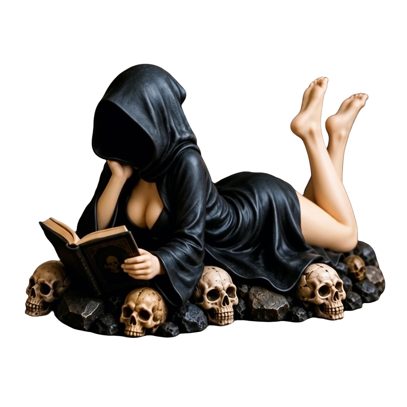 Gothic Hooded Reader Ornament Resin 3 Poses Available