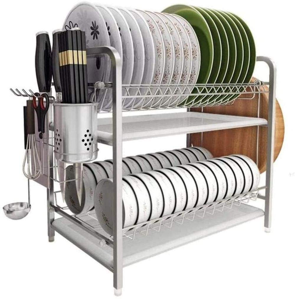 Drain Rack Drying Racks Dish Drainer Rack Multifunction 2-Tier Draining Rack Kitchen Drying Dryer Tray Cutlery Holder