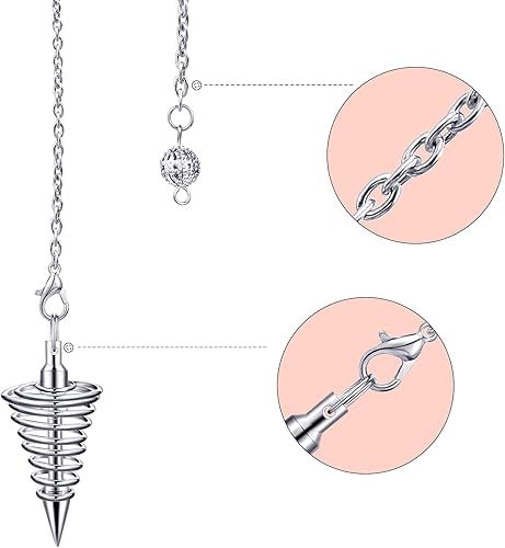 Miniatura 3 de Cadena de péndulo de sanación de reiki, 3 piezas de cobre y metal, cadena de péndulo de sanación de reiki, espiral, punto de espiral, meditación,