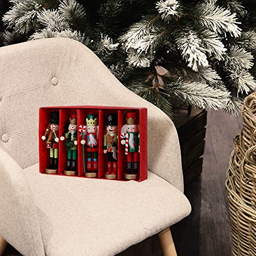 BESPORTBLE Decoração de casa, 5 peças, estatuetas de madeira, quebra-nozes com pingente para decoraç