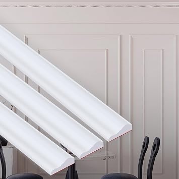 Peel and Stick Upgrade Chair Rail Molding Trim, Flexible Self-Adhesive Paintable White TPE Decorative Strips for Bedroom, Living Room, Kitchen 1.3 in x 16.4 ft