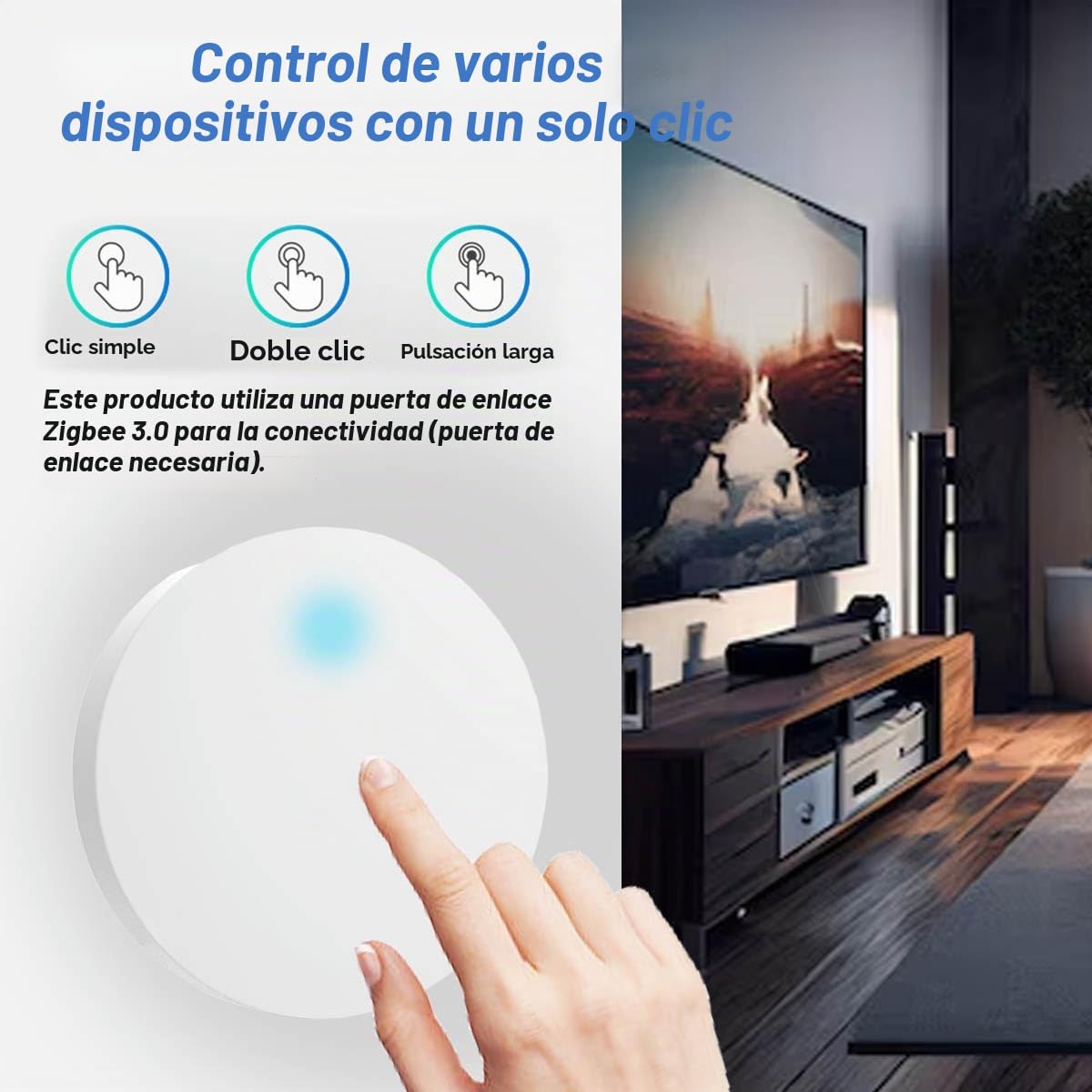 Interruptor inalámbrico Zigbee Control de 3 vías Interruptor mini con botón Zigbee para dispositivos domésticos inteligentes, compatible con la aplicación Tuya, paquete de 2