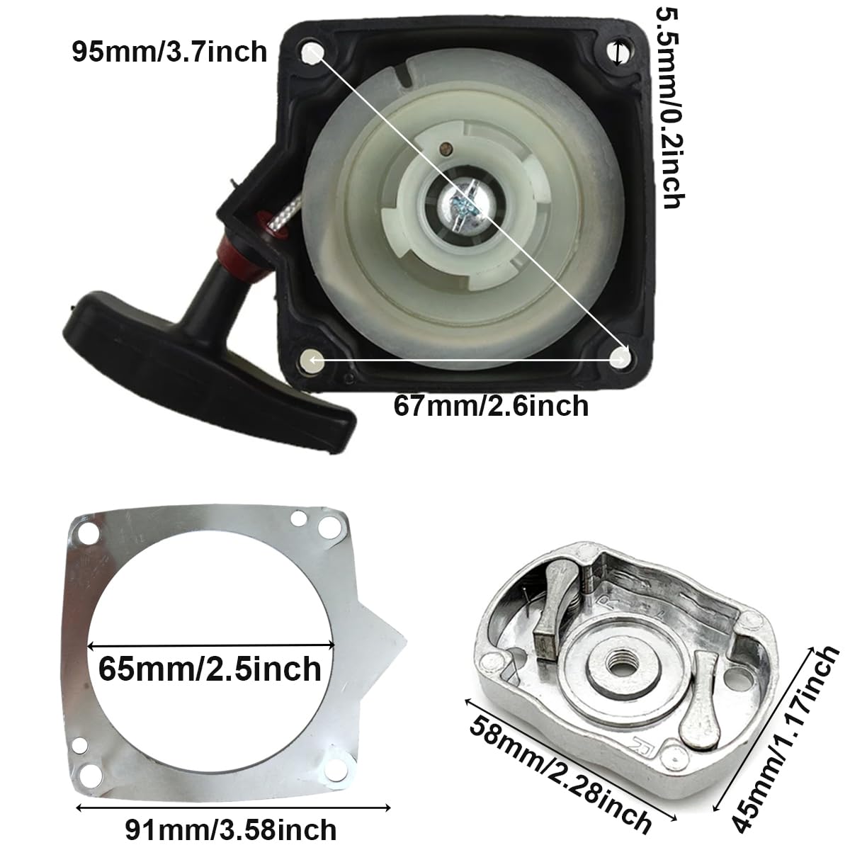 ZAMDOE 40-5 Arranque de Retroceso Arranque de tirón Desbrozadora 67 x 67 mm para desbrozadora Cortadora de césped Scooter para Motovox MVS10 Scooter de Gasolina 49cc 47cc 43cc Motores Pieza