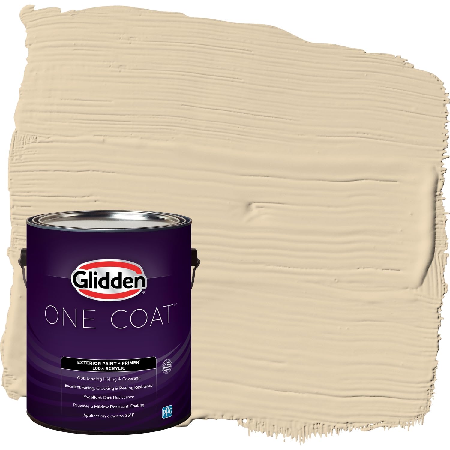 Glidden Exterior Paint + Primer: Beige/Almond Cream, One Coat, Flat, 1-Gallon