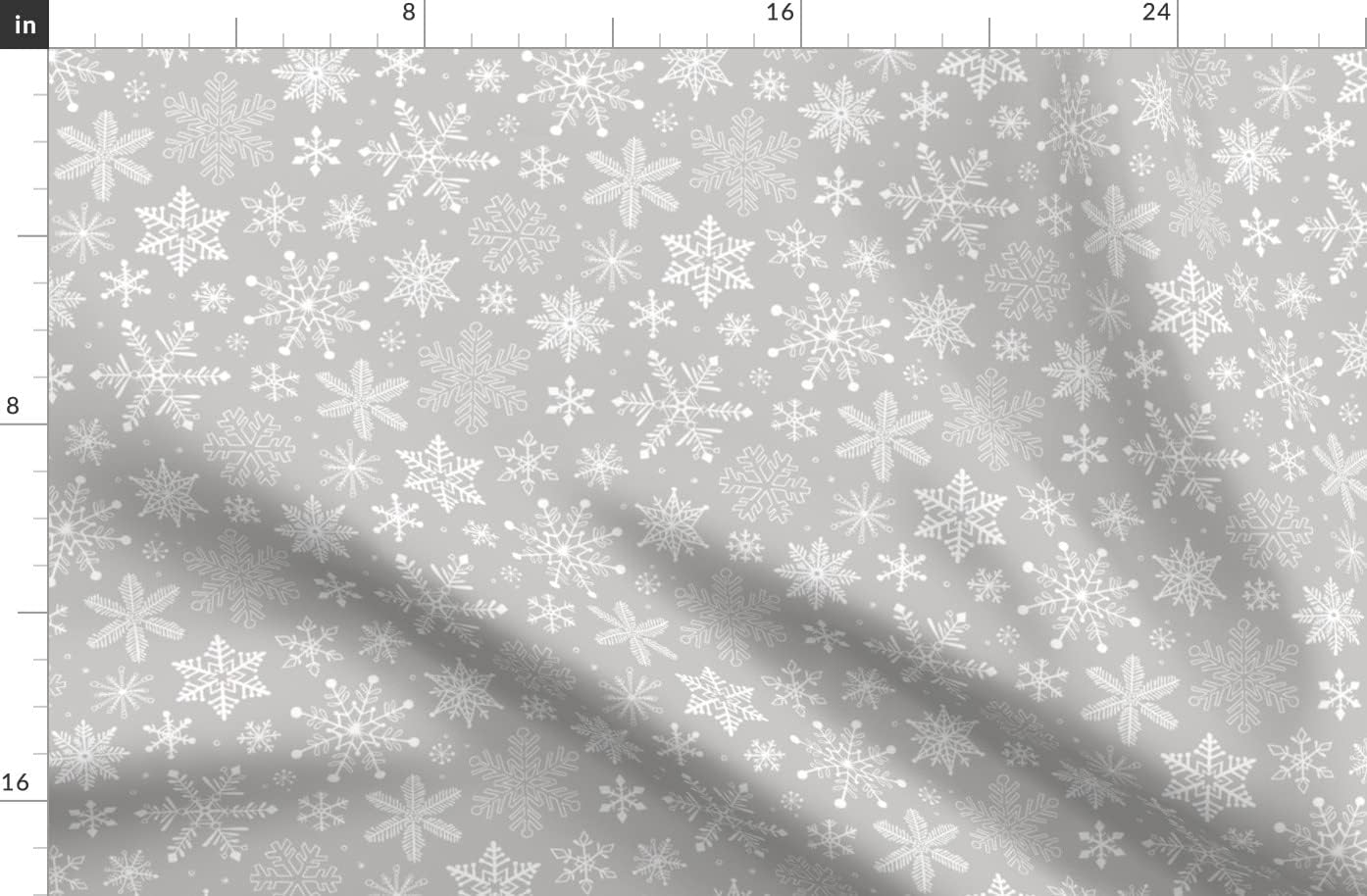 Spoonflower Fabric - Snowflakes Christmas Holiday Light Gray Snowflake Winter Holidays Snow Printed on Organic Cotton Sateen Fabric by The Yard - Sewing Quilting Apparel Home Decor