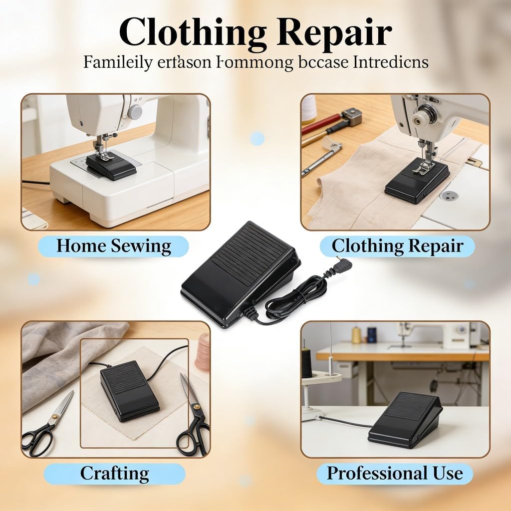 Foot Controller Model C‑8001 Serger Parts, Sewing Machine Foot Pedal Controller, White Heavy Duty - Durable Plastic Material, Easy Installation, Compatible with Multiple Brands