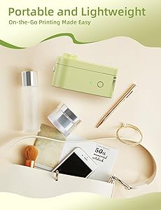 Makeid L1 Label Maker Machine with Tape - Portable & Rechargeable Label Makers Compatible with 9 12 16mm Waterproof Tape - Mini Bluetooth Labeler for Organizing Office Home School (Green Tape)