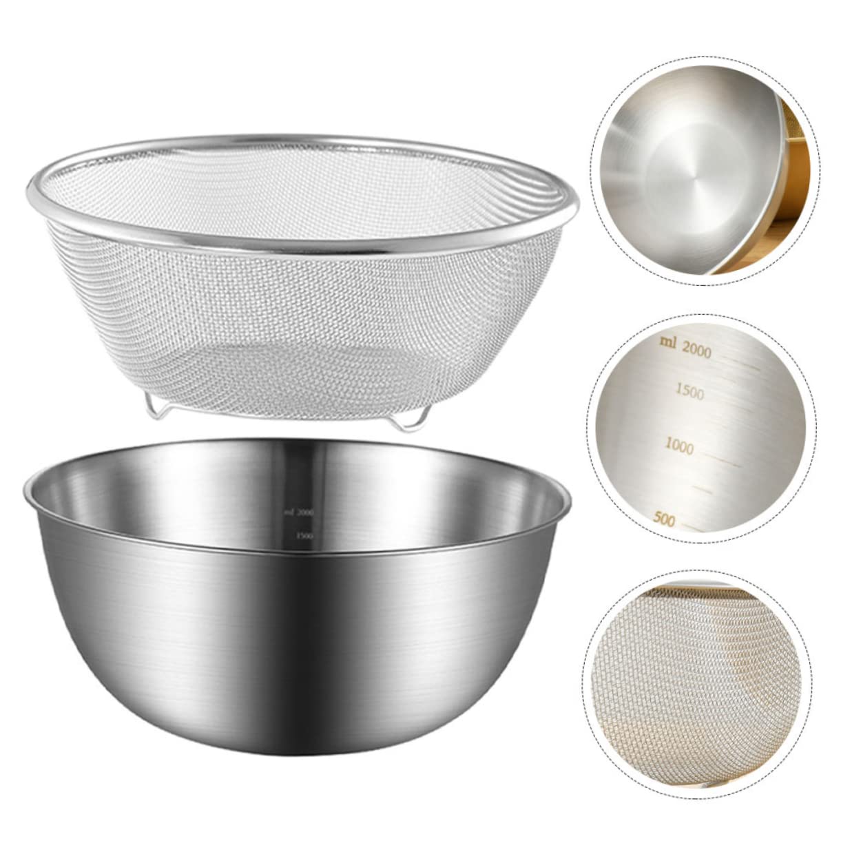 TOPBATHY Colador de Acero Inoxidable Multifuncional Fondo Plano y Drenaje para Escurrir Arroz y Fideos en Cocina Doméstica