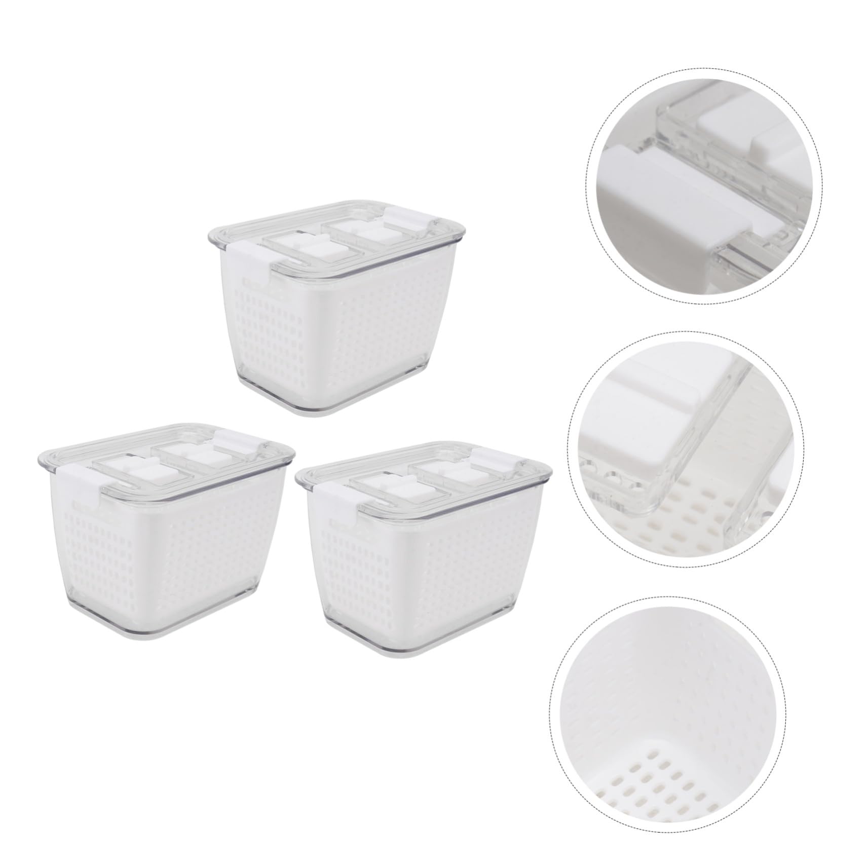 iplusmile 3 piezas Conjunto Cajas Herméticas para Frigorífico Diseño con Drenaje para Frutas y Verduras Organizador Fácil de Limpiar para Cocina Almacenamiento Sellado para Alimentos Color