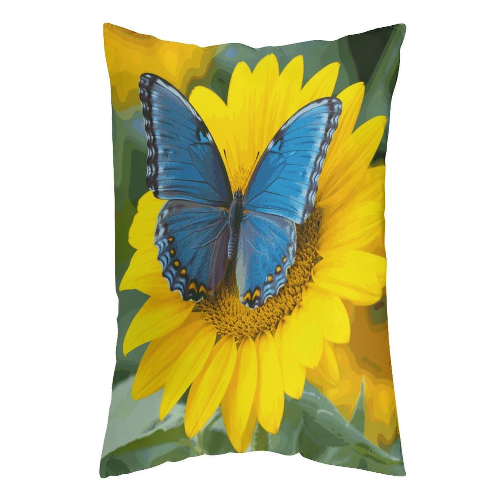 LDGSUPH Sunflower Blue Butterfly Pillow Cases Soft Pillowcase with Invisible Zipper Wrinkle Resistant Pillow Covers Breathable Removable Pillow Protector for Bed Sofa Car 12 "x20