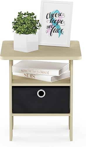 Miniatura 214 de Furinno - Colección Dario - Mesa auxiliar / mesita de arrime / mesita de noche / mesita de luz con cajón, paquete de 1, color expreso/marrón