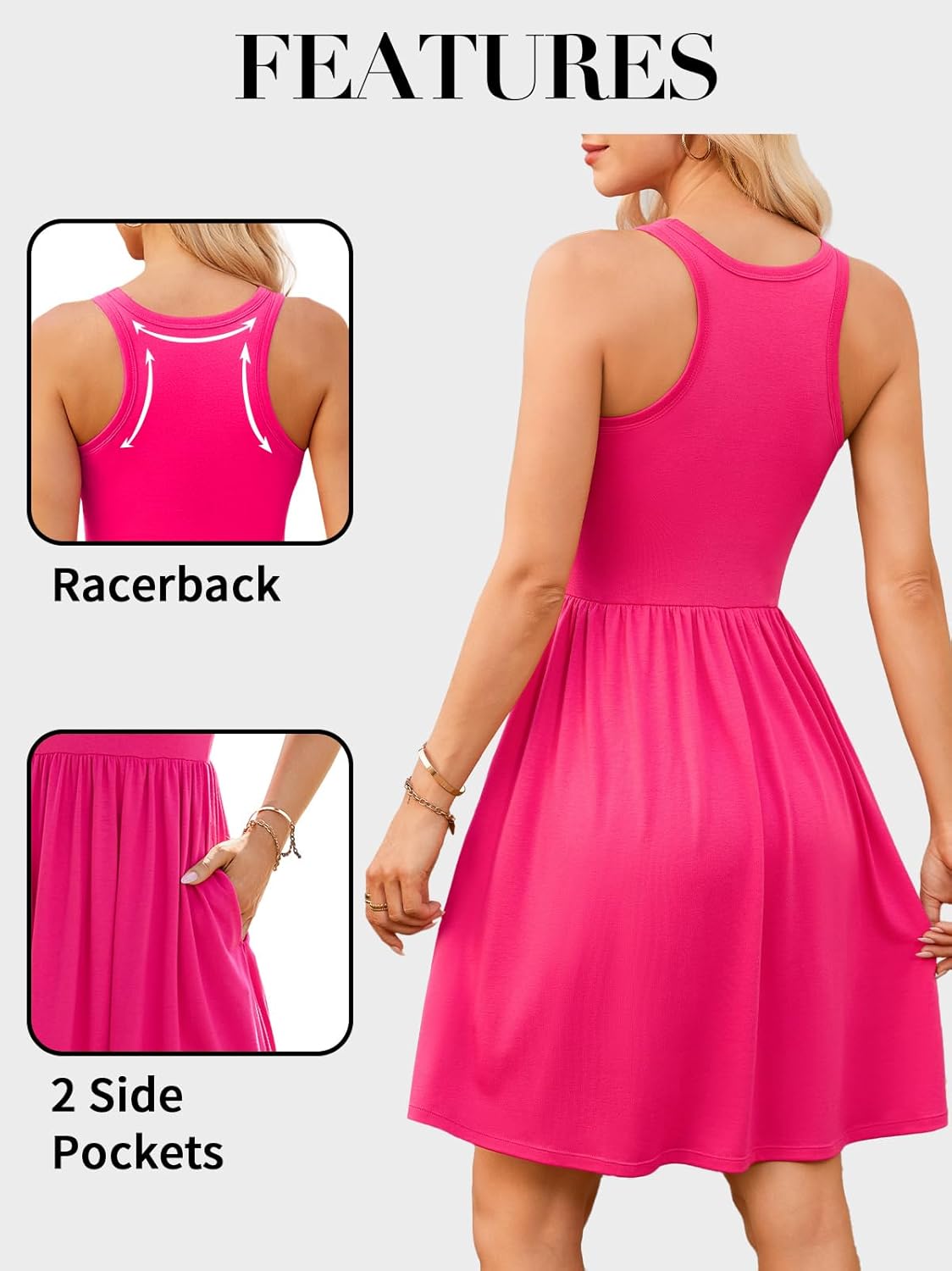 V FOR CITY Womens Summer Dresses with Built in Bra 2026 High Neck Beach Dress with Pockets Casual Flare Sun Dresses - Image 5