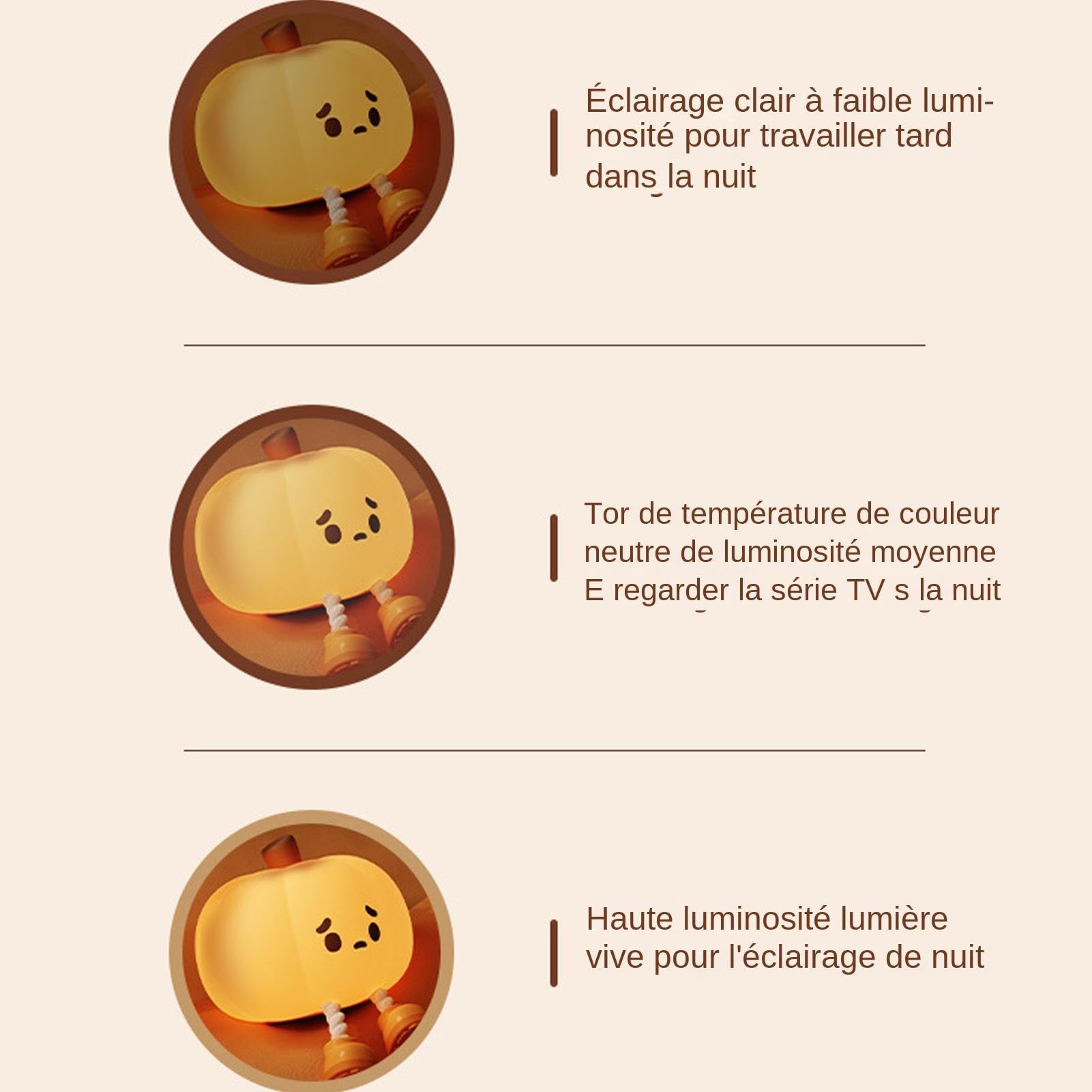 Umiocns Veilleuse En Forme De Citrouille - Contrôle Tactile